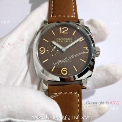 Best Copy Radiomir Panerai SS Brown Leather Strap Watch PAM 619 1