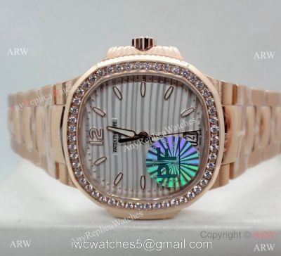 (PPF)Swiss Grade Patek Philippe 7118 Nautilus Rose Gold Diamond Watch Ladies 1