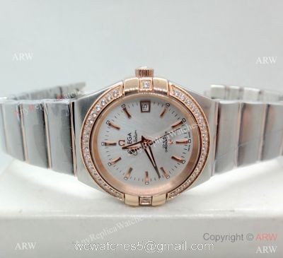 Women Omega Double Eagle 2-Tone Rose Gold Diamond Watch High Quality Replica Watches China 1