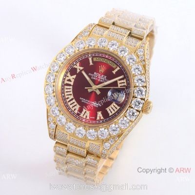 Iced out Gold Rolex Oyster Perpetual Day Date Fake Watches Worldwide Shipping 1