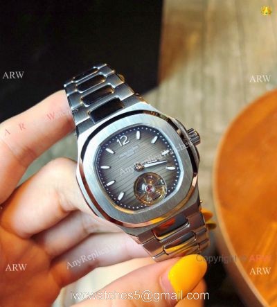 Replica Patek Philippe Nautilus Womens Watch SS Gray Dial Tourbillon 1