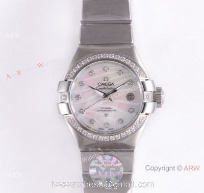 Swiss Copy Omega Constellation SS Mother of Pearl Dial Watch 27mm Ladies 1