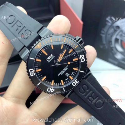 Swiss Fake Oris Aquis Automatic Watch Black Case Sapphire glass 1