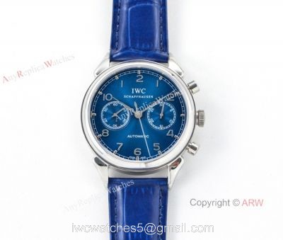 Swiss 7750 IWC Schaffhausen Portuguese Replica Watch SS Blue Leather Strap 1