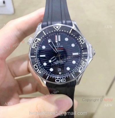 Omega Seamaster 300m Watch Stainless Steel Black Wave Dial Replica Omega Watch 1