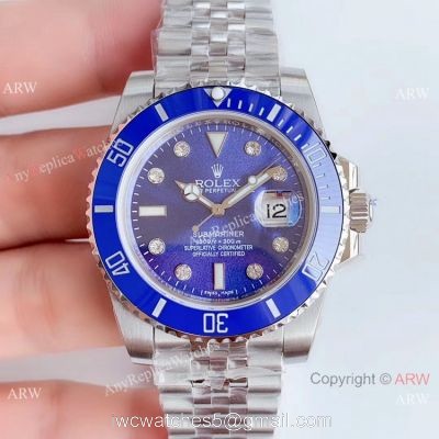 (EW) Swiss 3135 Replica Rolex Blue Face Submariner Watch Jubilee Strap 1