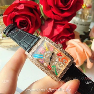New Fake Franck Muller Long Island Color Dreams 26mm Watch Rose Gold Diamond 1
