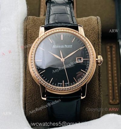 New 2021! Swiss Grade 1 Copy Audemars Piguet Jules Audemars Diamond Watch Rose Gold 41mm 1