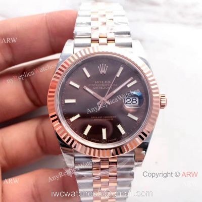 (EW) Chocolate Dial 2 Tone Rose Gold Rolex Datejust II 41 Swiss3235 Watch 126331 1