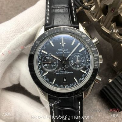 (OM) Swiss Replica Omega Speedmaster Racing Master Chronomeyer Watch Black Leather Strap 1