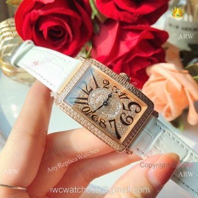 New Copy Franck Muller Long Island Rose Gold Iced Out Watch 26mm 1