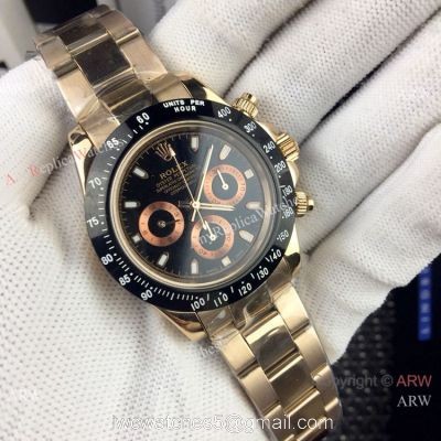 AAA Replica Rolex Daytona 40mm Watches Rose Gold Black Ceramic 1