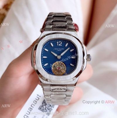 New Copy Patek Philippe Nautilus Womens 34mm Watch with Blue Tourbillon Dial 1