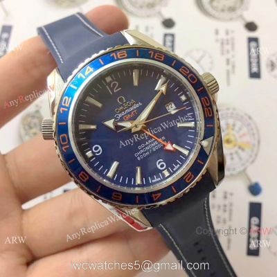 Omega Planet Ocean GMT 600m Blue Rubber Strap Omega Clone Watch 1