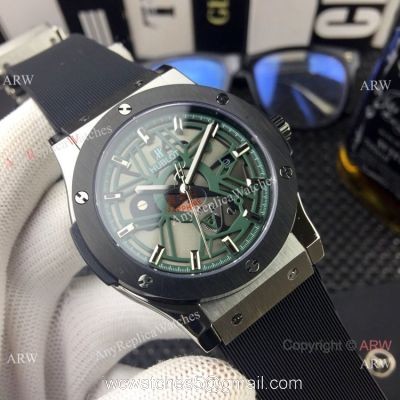 Replica Hublot Classic Fusion 43mm watches Black Bezel Rubber Strap 1