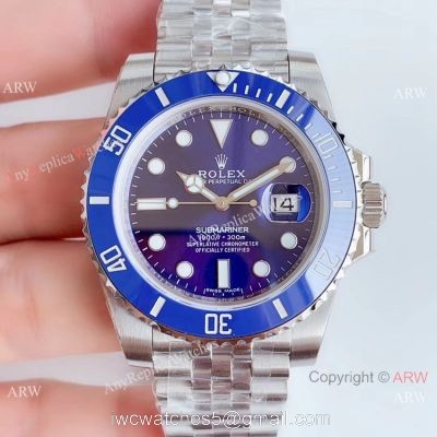 (EW) Swiss Grade Rolex Submariner EW Factory 3135 SS Blue Ceramic Jubilee Band Watch 1