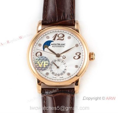 VF Factory Fake Montblanc Star Legacy Moon Rose Gold White Face Watch 1