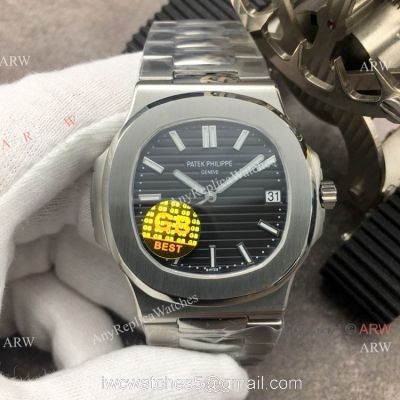 Swiss Copy Patek Philippe Nautilus SS Black Dial 40MM Watch GB Factory 1