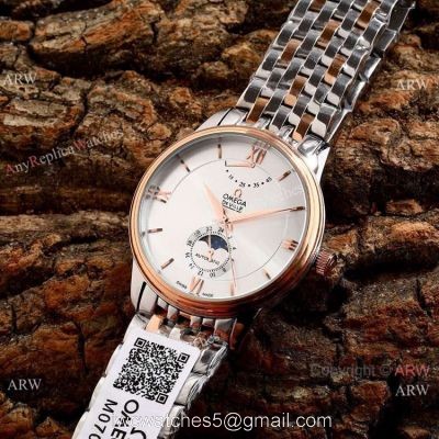 Omega De Ville Fake 40mm Watch 2-Tone Rose Gold Moonphase 1