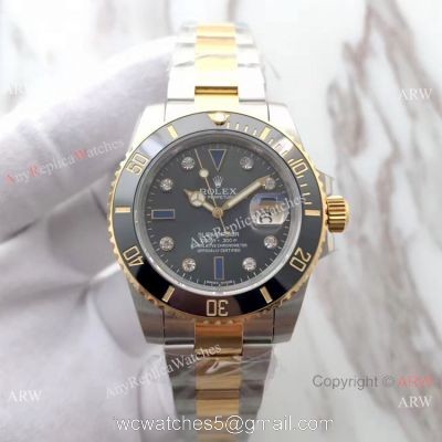 Best Replica Rolex Submariner EW Factory 3135 Two Tone Diamond Watch 1