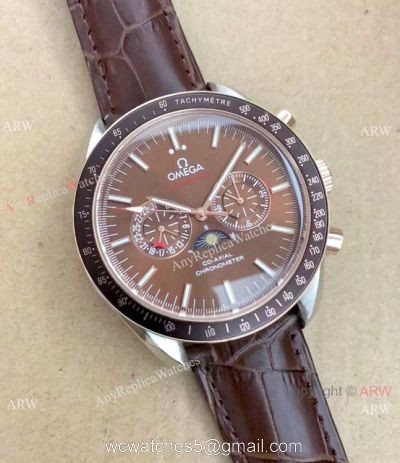 New Replica Omega Speedmaster Moonphase Automatic watch Brown Dial 1