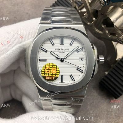 Swiss Copy Patek Philippe Nautilus White Dial Stainless Steel Watch GB Factory 1