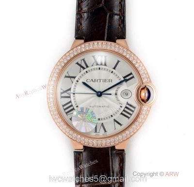 (CR) Swiss Grade 1 Ballon Bleu De Cartier Copy Watch Brown Leather Strap 1