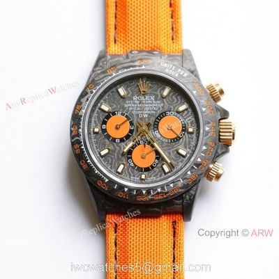 1:1 Best Edition Rolex Daytona Carbon Fiber Orange Rubber Strap Watch 7750 Movement 1