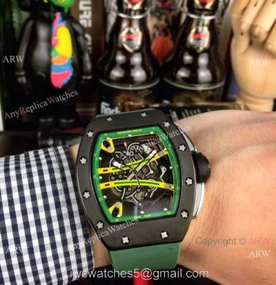 Wholesale Richard Mille Knock off RM 61-01 Yohan Blake Watch Green Rubber Band 1