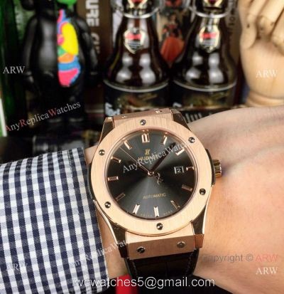 AAA Copy Hublot Classic Fusion 43mm Rose Gold Grey Face Watches 1