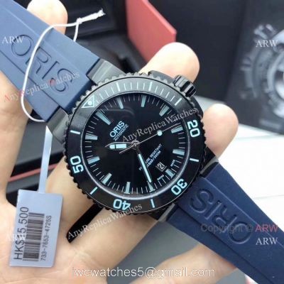 Highest Quality Fake Oris Aquis Swiss sw200 Watch Blue Rubber Strap 1