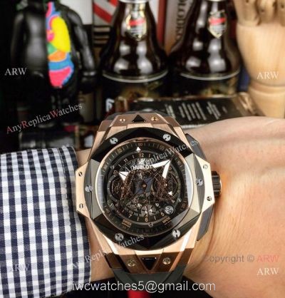 New Hublot Big Bang SANG BLEU II Watches Rose Gold Black Bezel 1