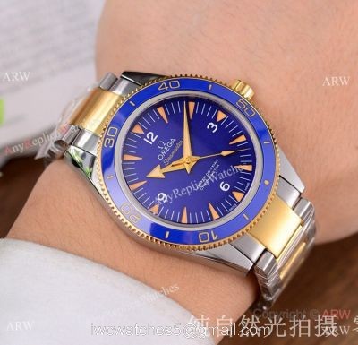 Omega Seamaster 300 Spectre Watch Replica 2-Tone Blue Ceramic 1