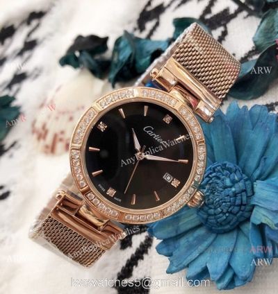 New Copy Cartier Pasha de Black Dial Rose Gold Watch 35mm Women 1