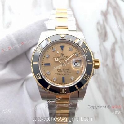 Swiss Copy Rolex Submariner EW Factory Swiss 3135 2-Tone Gold Dial Watch 1