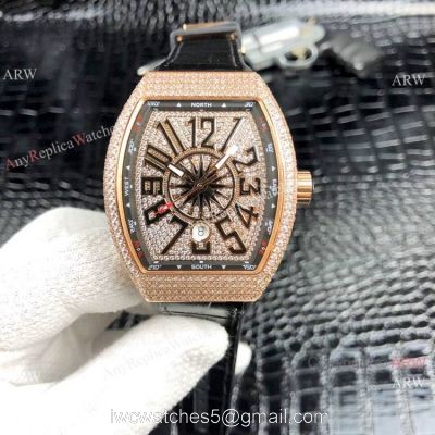 Franck Muller Vanguard Yachting V45 SC DT Men Watch Rose Gold Diamonds 1