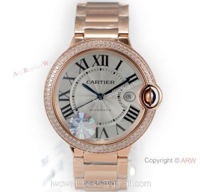 (CR) Swiss Copy Cartier Ballon Bleu de 42mm Watch Rose Gold Diamond 1