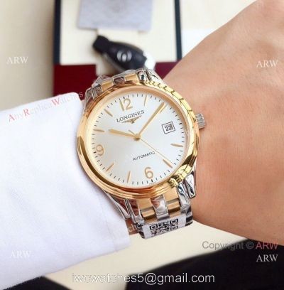 New Replica Longines Flagship 2-Tone Silver Dial Watches 40mm 1