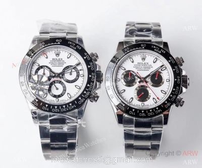 1:1 Swiss Replica Rolex Daytona 4130 JH Stainless Steel White Dial Watch 40MM 1