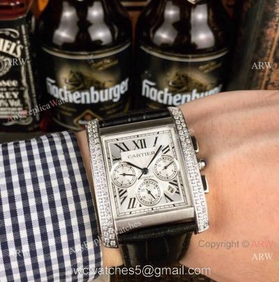 Buy Replica Cartier Tank Francaise watch Diamond Bezel Silver Dial 38mm 1