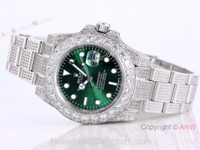 Rolex Submariner Green Dial Iced Out Watch Best Chinese Replica Watches 1