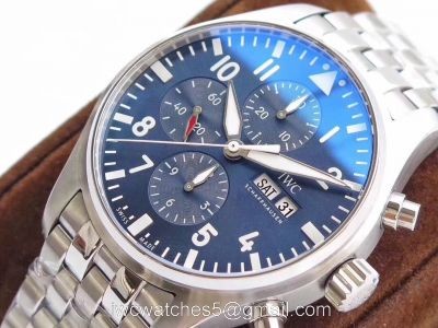 ZF Factory Swiss 7750 Replica IWC Pilot Blue Dial Stainless Steel Mens Watches 1
