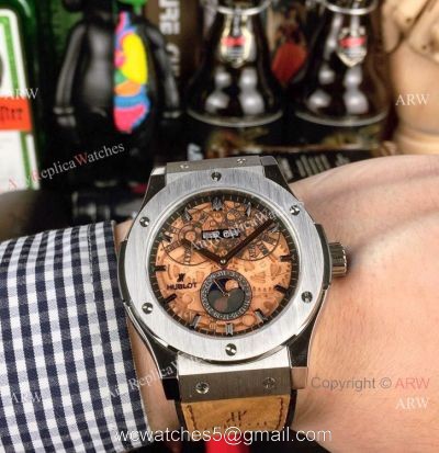 New Copy Hublot Classic Fusion Perpetual Calendar Men Watch SS Brown Dial 1