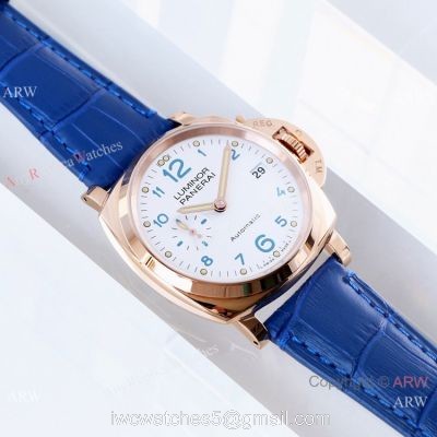 (VS) Swiss Panerai Luminor PAM756 Rose Gold White Face Watch 1