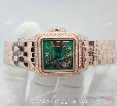 Panthere De Cartier Rose Gold Green Dial Watch with Diamond 1
