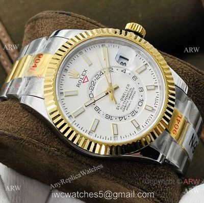 2021 New! DR Factory Rolex Sky-Dweller 42mm Watch Two Tone White Face 1