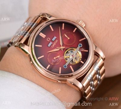 Copy Omega Tourbillon Grand Complications Watches Rose Gold Red Dial 1