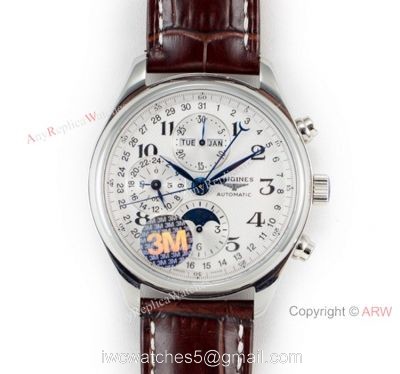 Longines Master Collection Moonphase SS Brown Leather Strap Watch Swiss Grade 1 1