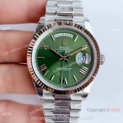 NEW Upgraded Rolex Day-Date II 41 SS Green Dial New President Band Watch V3 1