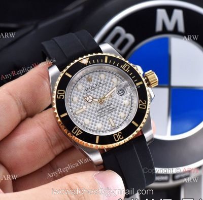 Rolex Submariner Clone Two Tone Black Rubber Strap Watch 41mm 1